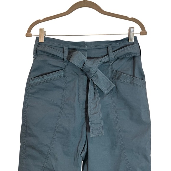 ANTHROPOLOGIE Ellie Belted Utility Pants Embroidered Blue Size 4 - Picture 7 of 16